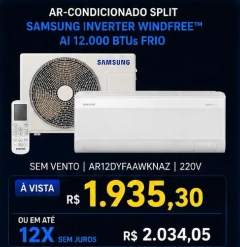 AR CONDICIONADO 12.000BTUS (NOVOS, NA CAIXA) WINDFREE, INVERTER.