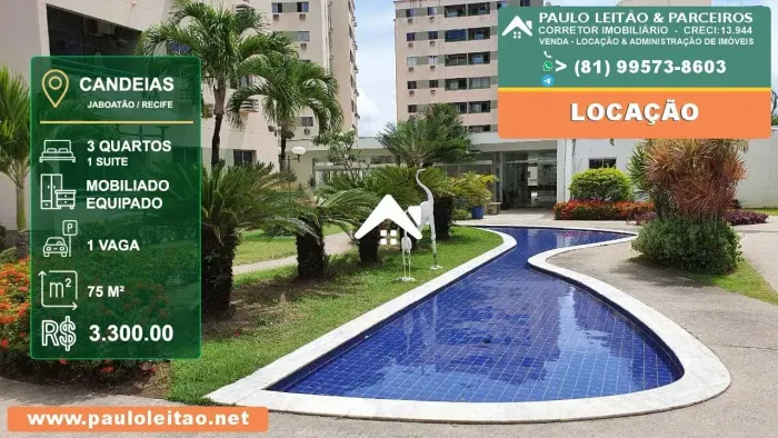 Apartamento Candeias Mobiliado 3 quartos por 3330 reais mensias taxas inclusas