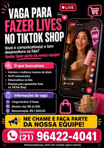 Apresentador(a) de lives no TikTok Shop