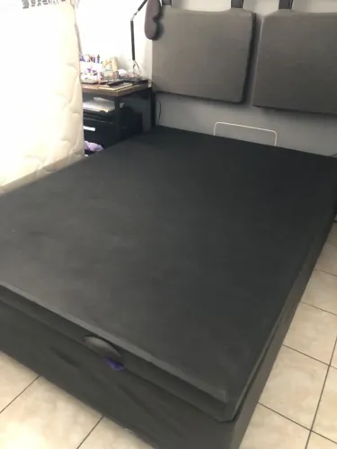 Cama Box Casal Com Baú Preto