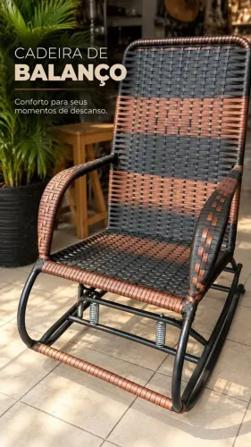 Cadeira de Balanço Adulto em Vime - Conforto e Elegância