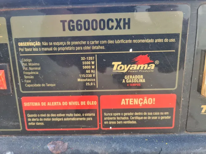 Gerador TOYAMA TG6000CXH 115/230v Gasolina