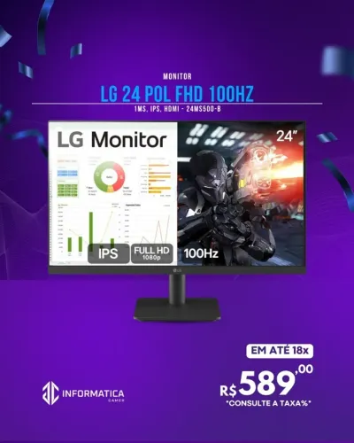 MONITOR LG 24 POL FHD 100HZ
