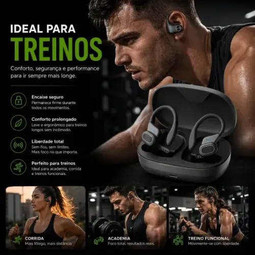 Fone Esportivo Bluetooth Corrida Sem Fio Prova Àgua Ciclismo 6H