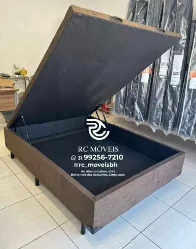 Cama box completa Baú De casal 1.38x1.88 Inteiriço Blindado com Pistão a Gás