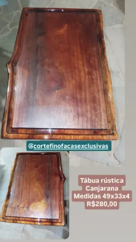 Tábua artesanal rústica madeira Canjarana