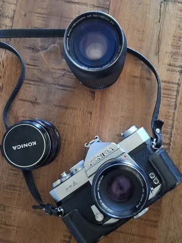 Super Kit Analógico Konica FTA + 3 Lentes Hexanon AR (Mecânica OK)