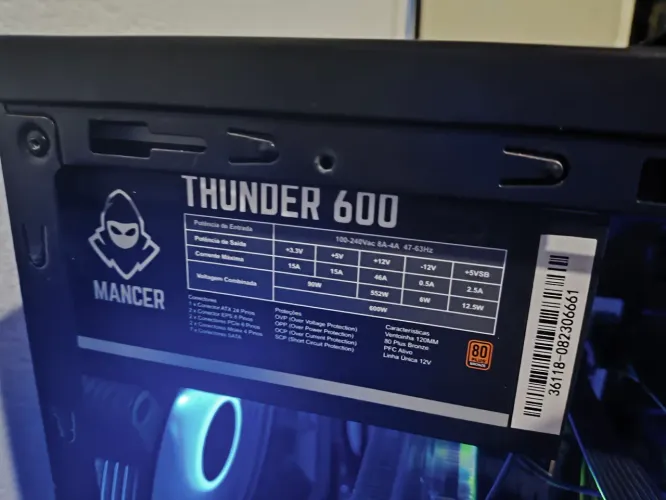 Fonte 600w 80 Plus Bronze Mancer Thunder.