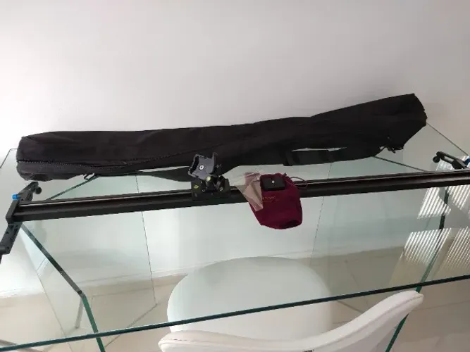 Slider manual para câmeras foto/vídeo trilho 1m com Ball Head, bôlha de nível e Bag