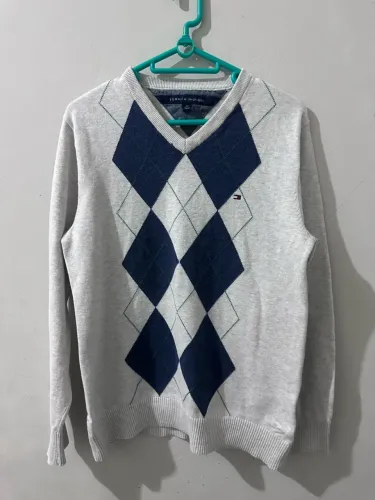 Suéter Tommy Hilfiger Original Algodão Gola V - P