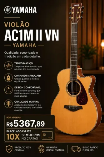 Violão Elétrico Aço AC1M II VN - Yamaha