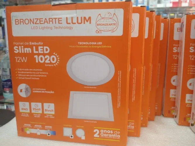 painel led embutir 12w 17x17 lúmens 1020 - branco frio