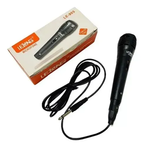 Microfone Profissional Le-905 Cabo P10 De Mão Com Fio 2,5 M