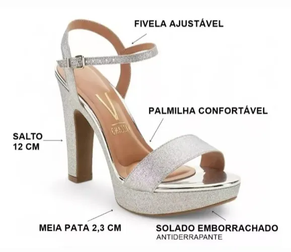 Sandália Plataforma Salto Alto 12cm Dourada