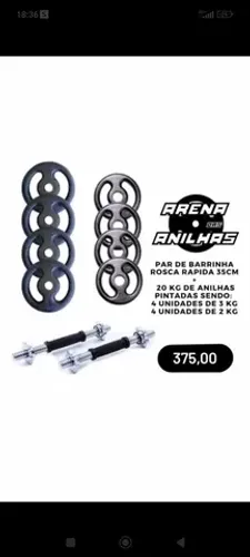 Kit anilhas halter barrinha para treino em casa 