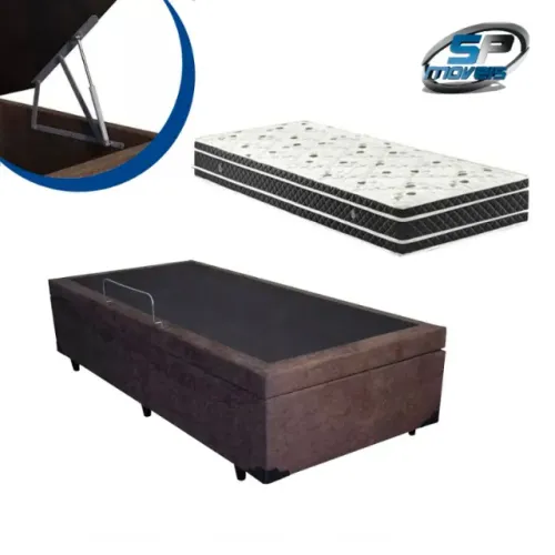 Box Baú + Colchão Molas Individuais - Entrega Rápida 