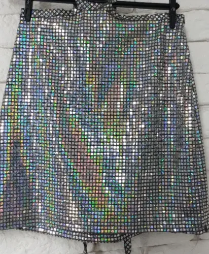 Conjunto saia é top de pô paetê tamanho P