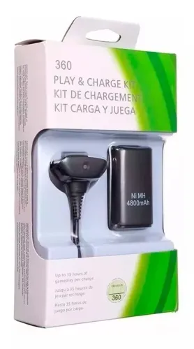 Kit Play And Charge Bateria Controle Xbox 360 + Cabo Usb WPP:43. *