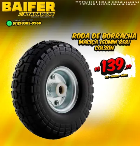 Roda de Borracha Maciça 150mm 8581 Colson