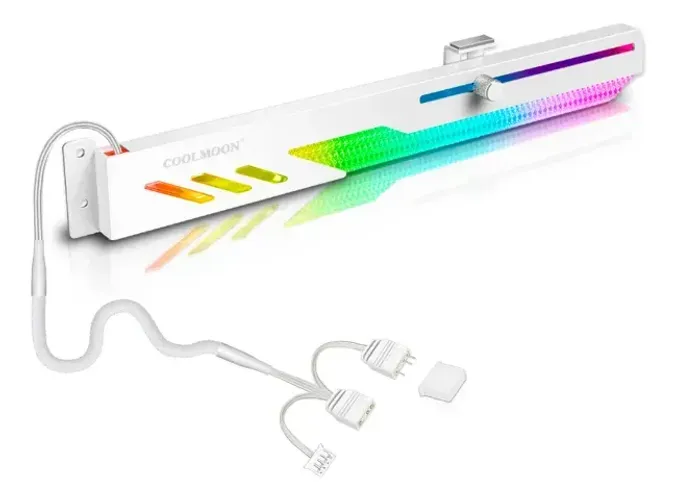 Suporte Placa de Vídeo Horizontal Coolmoon Gt8 RGB Branco 