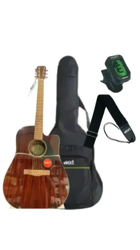 Kit Violão Fender CD-60SCE Dread All Mah WN C/Capa + Correia MXT + Afinador