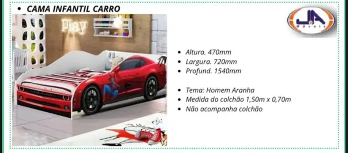 Cama infantil Carro Homem Aranha Nova