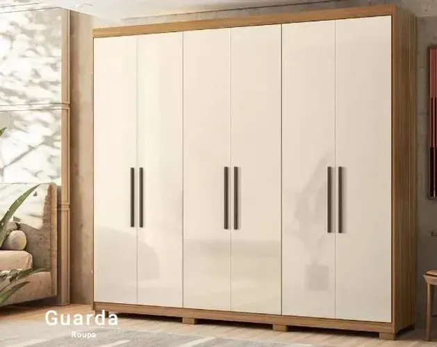 Roupeiro com 2,41 de largura 100% MDF 6 portas