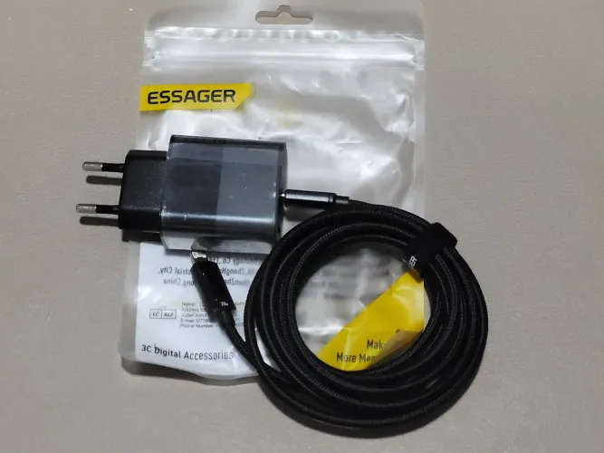 Carregador Essager 33W + Cabo Lightning USB-C 2 metros 