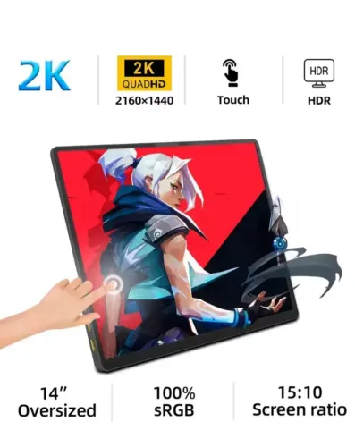 Monitor portátil 14 pol 2k touch Screen 