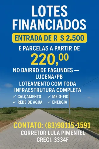 Terreno financiado em lucena a 750m do mar 