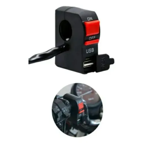 Carregador USB para Moto com Chave Liga/Desliga