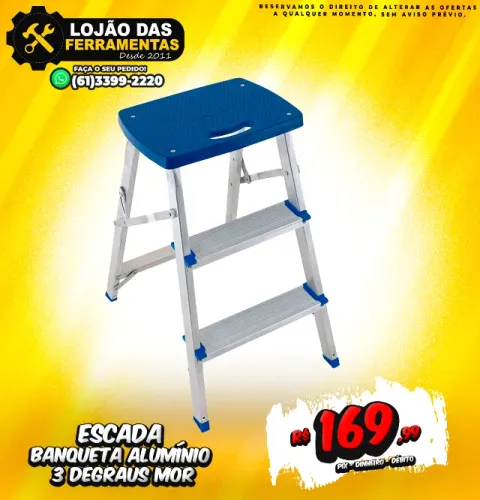 Escada Banqueta Alumínio 3 Degraus Mor