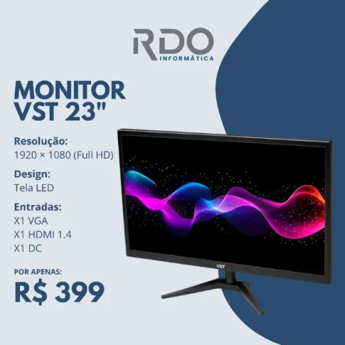 Monitor VST 23" Full HD 1920x1080, Tela LED,  ? Excelente Desempenho 