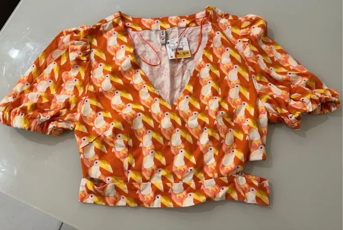 Blusa de linho estampada