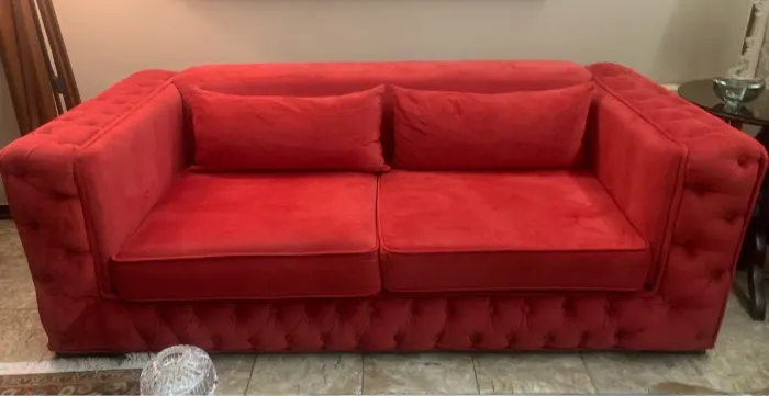 Sofa Chesterfield Classico em Suede Animale 2.10 (1.60 (Assento) X (Braços 0,25)SEMI-NOVO