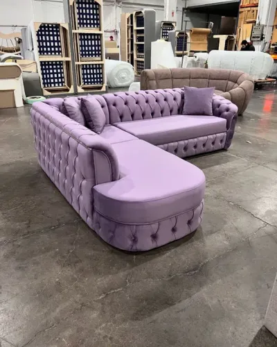 Sofá de Canto Luxuoso - Suede Lilás
