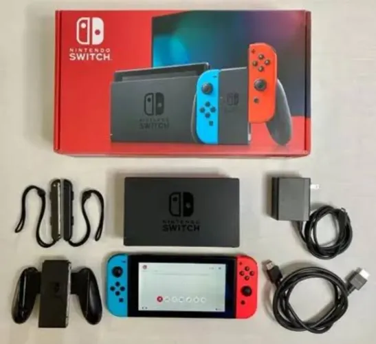 Nintendo switch destravado cartão de 128 GB completo com doc caixa e cabos