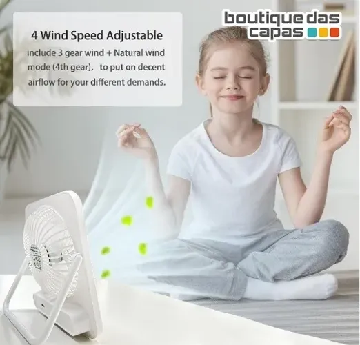 MINI VENTILADOR RECARREAGVEL PORTÁTIL MESA LELONG 4 VELOCIDADES cod. *3
