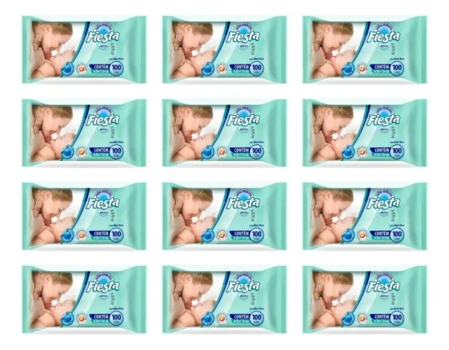 Kit com 12 pacotes de Lenços Umedecidos Fiesta - Pacote com 100 unidades