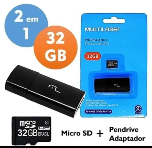 Multilaser Pen Drive Micro SD 2 em 1 32GB