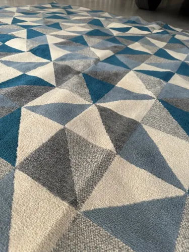 Tapete Geométrico Moderno - Azul e Cinza