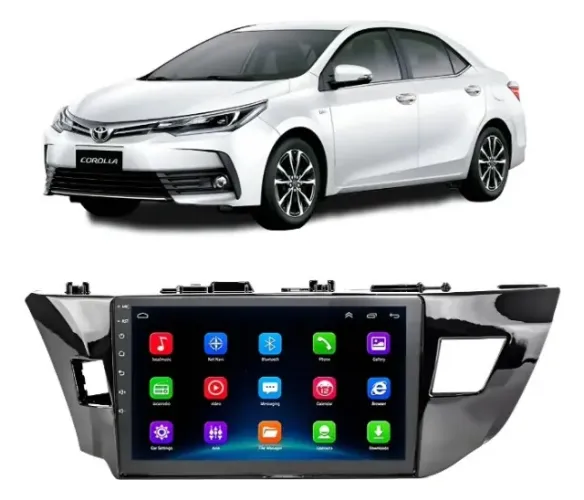 Central Multimídia Android 9 Pol. Carplay/A. auto sem fio Corolla 2015 a 2017