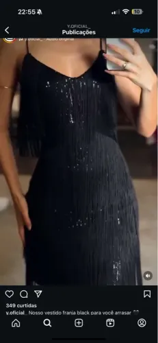 Vestido Franja Preto