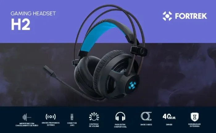 Headset Gamer P2 + Usb Pro H2 Preto Fortrek *ENTREGA GRÁTIS*