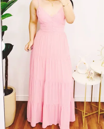 Vestido longo rosa festa