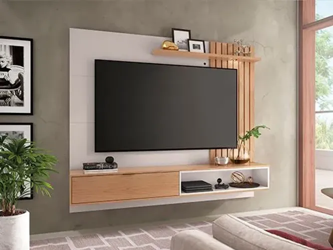 Painel Ripado e Led para TV 65" Largura 180cm