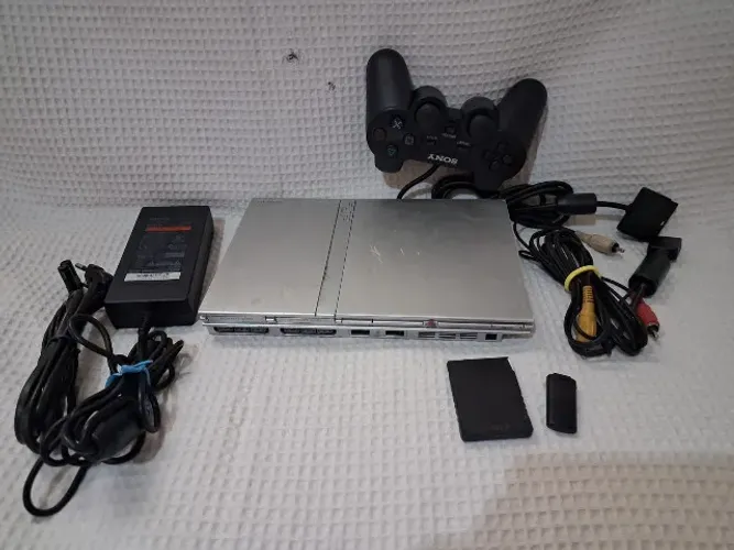 PLAYSTATION 2 SLIM PRATA SCPH 79001 98 MATRIX ORIGINAL LEITOR OK