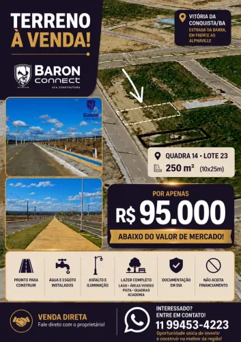 TERRENO À VENDA ? BARON CONNECT | VITÓRIA DA CONQUISTA/BA