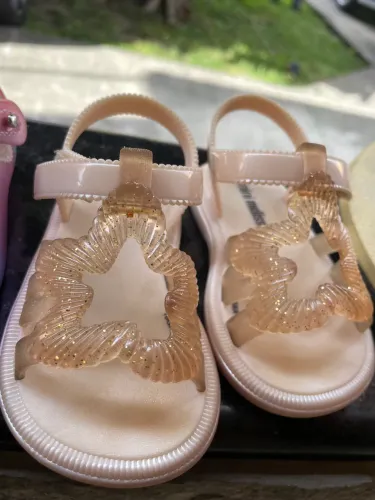 Sandálias Mini Melissa LUMINOUS bege translúcido com glitter dourado