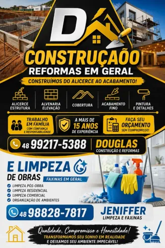 Construção, reformas limpeza